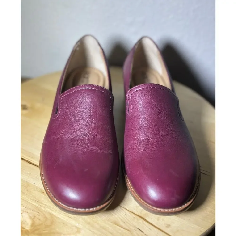 Earth Edna Leather Slip on Round Toe Loafers Shoes Burgundy Women's 9M NWOT